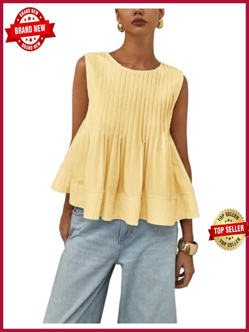 Cotton Babydoll Tank Top Sleeveless Peplum Blouse Summer Casual